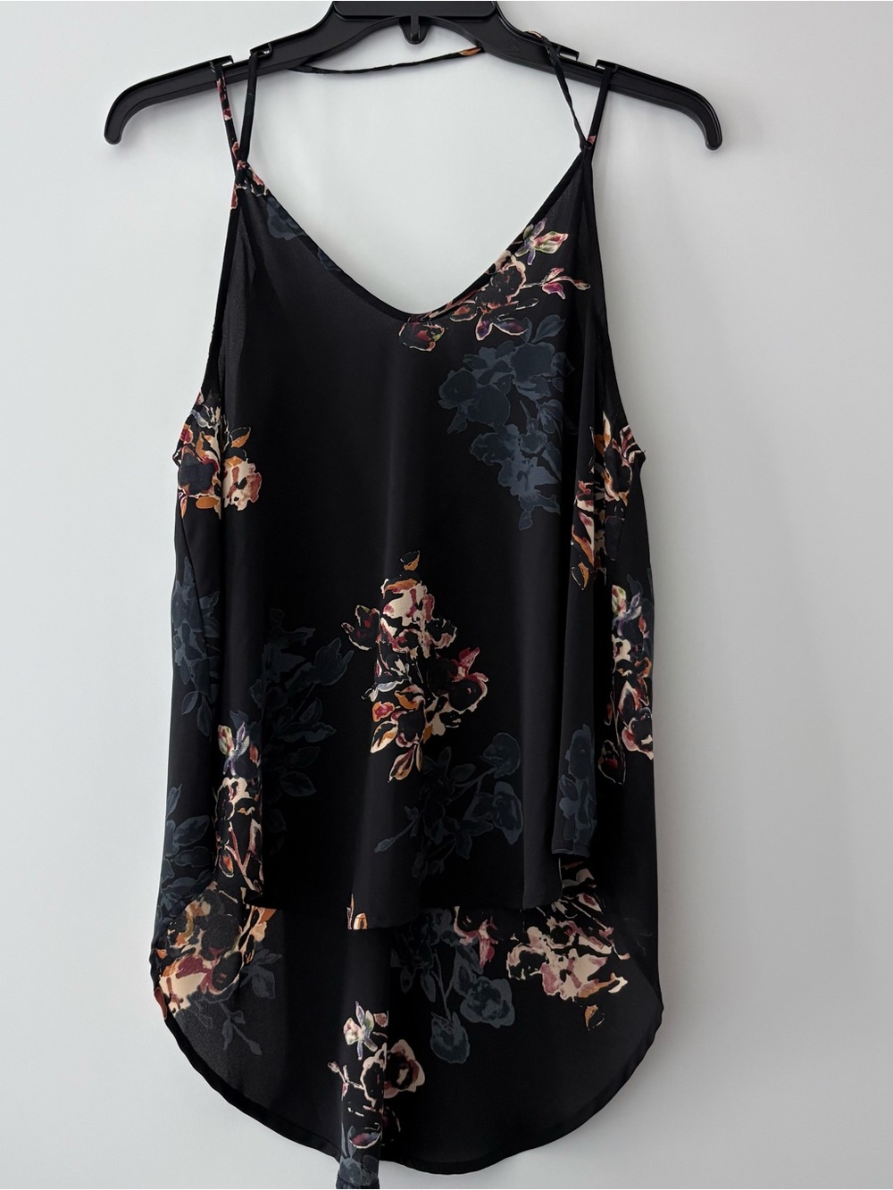 ASTR Black Floral Double Spaghetti Strap Camisole